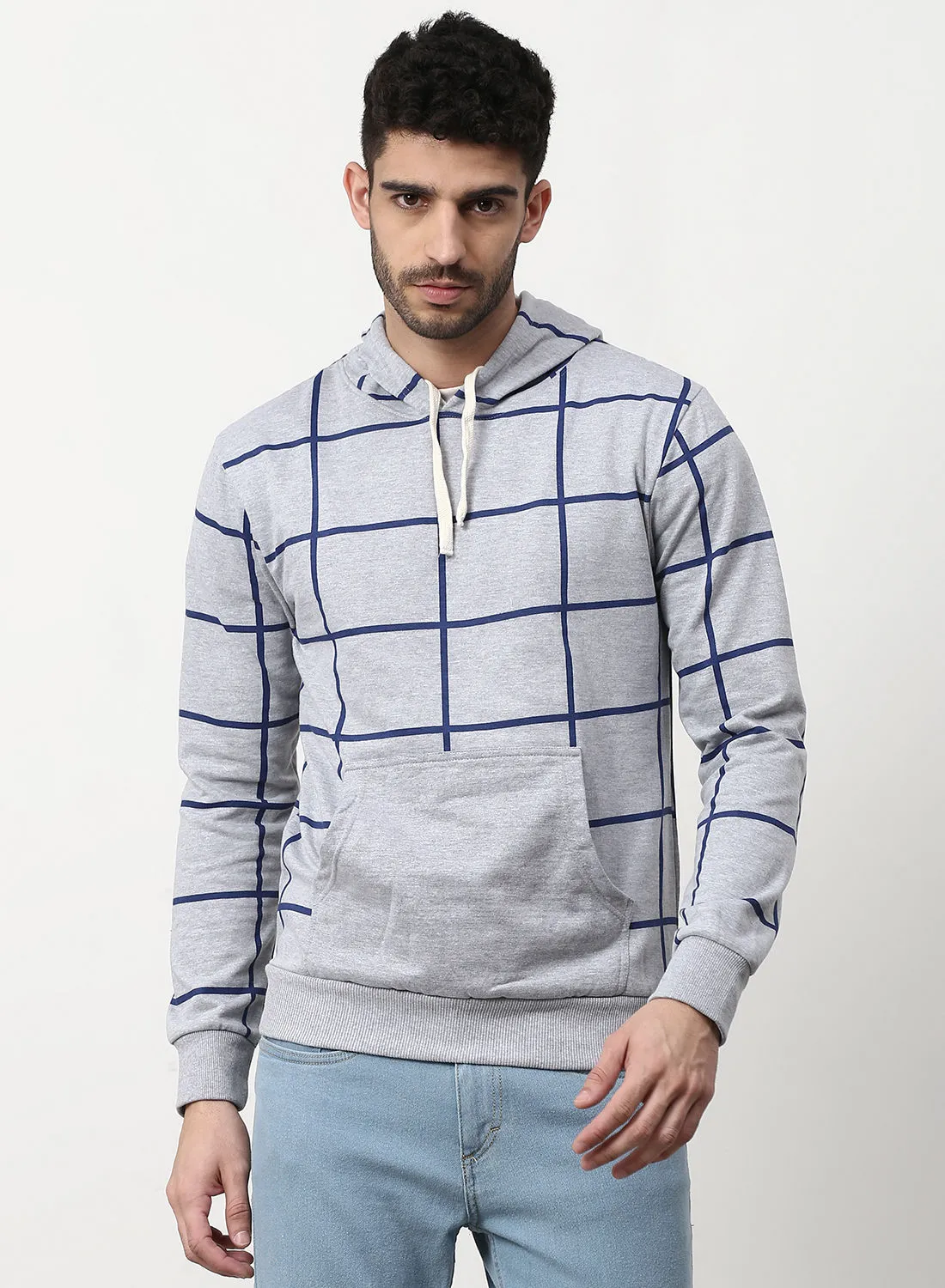 Campus Sutra Stylish Comfortable Hoodie Grey/Blue