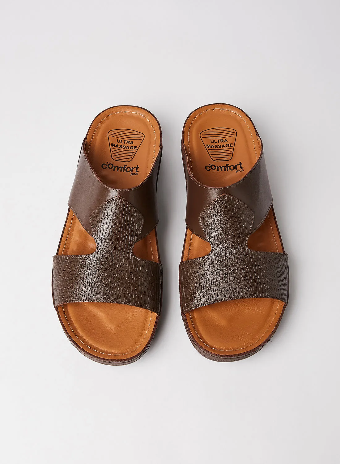 Comfort Plus Textured Arabic Sandals Brown