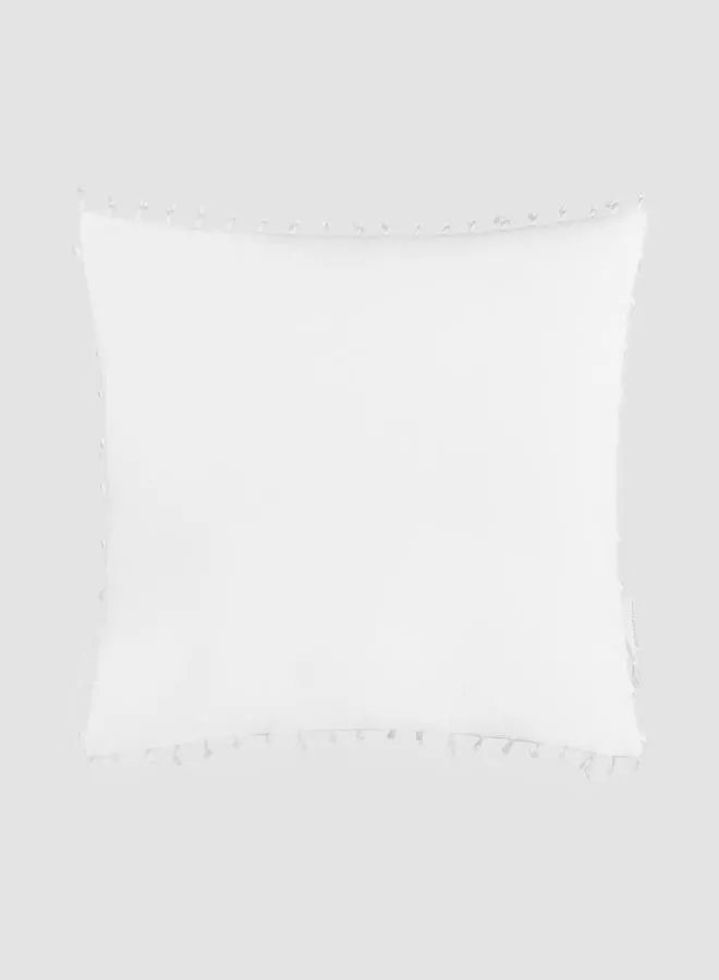 ebb & flow Velvet Tassel Cushion, Unique Luxury Quality Decor Items for the Perfect Stylish Home White 45 x 45cm