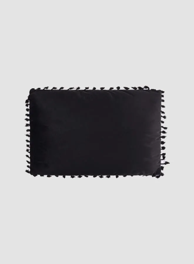 ebb & flow Velvet Tassel Cushion, Unique Luxury Quality Decor Items for the Perfect Stylish Home Black 30 x 50cm
