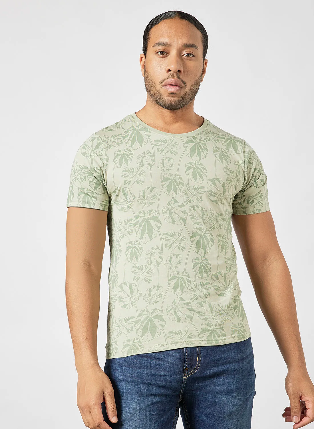 QUWA All Over Printed T-Shirt Light Green