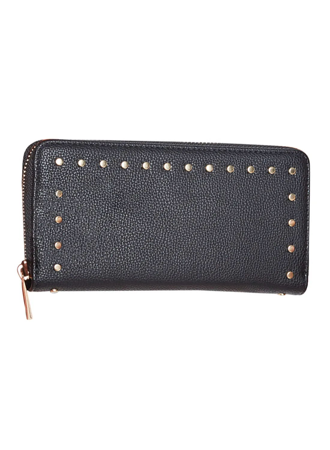 Jove Stylish Studded Zip Around Wallet Black