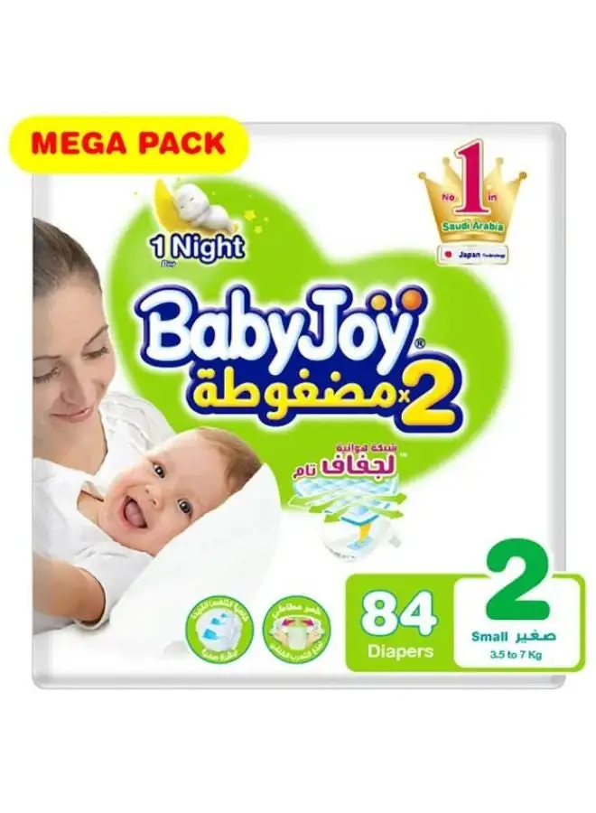 BabyJoy Compressed Diamond Pad, Size 2 Small, 3.5 to 7 kg, Mega Pack, 84 Diapers