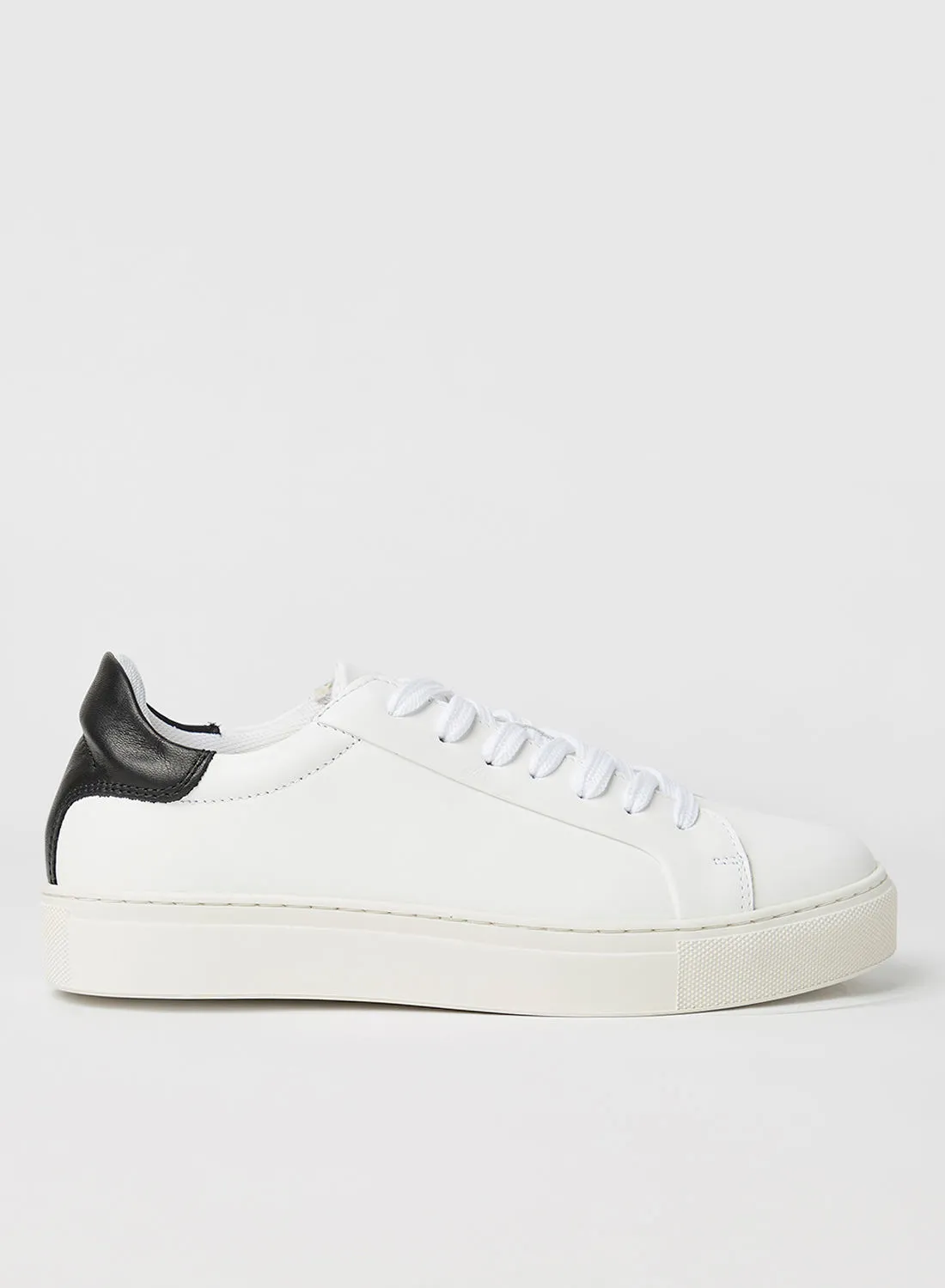 SELECTED FEMME Contrast Panel Leather Sneakers White/Black