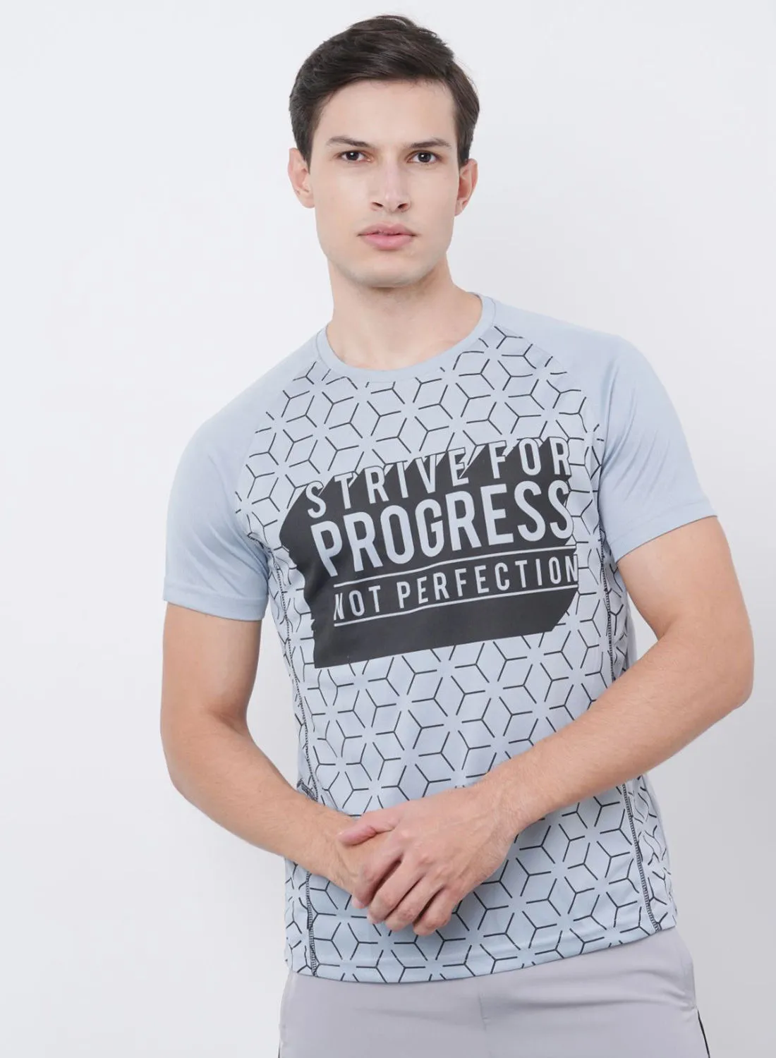 Athletiq Graphic Sportswear Workout T-Shirt Grey/Black