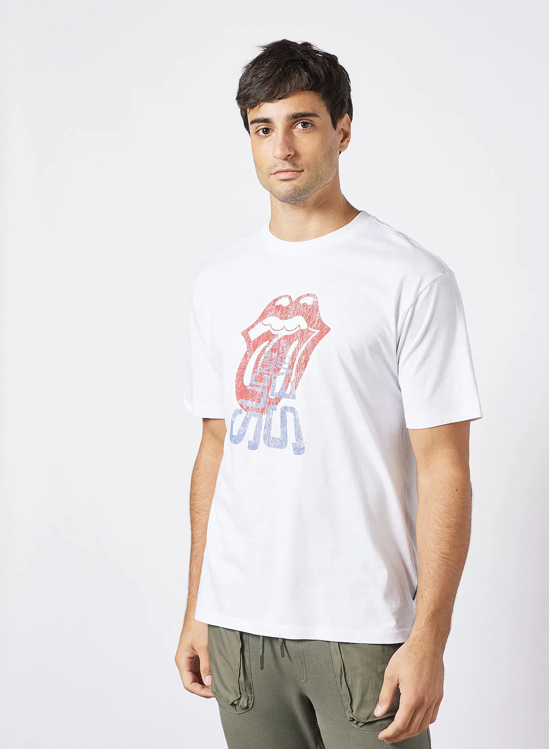 ONLY & SONS Rolling Stones Crew Neck T-Shirt أبيض