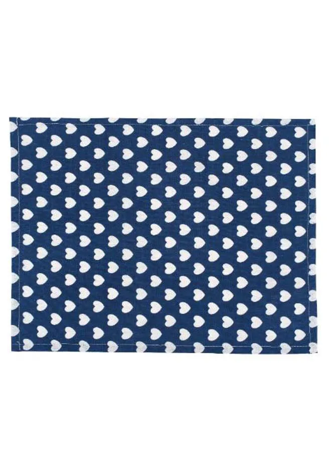 DECOREK Printed Rectangular Linen Table Mat Royal Blue/White 30 x 40centimeter
