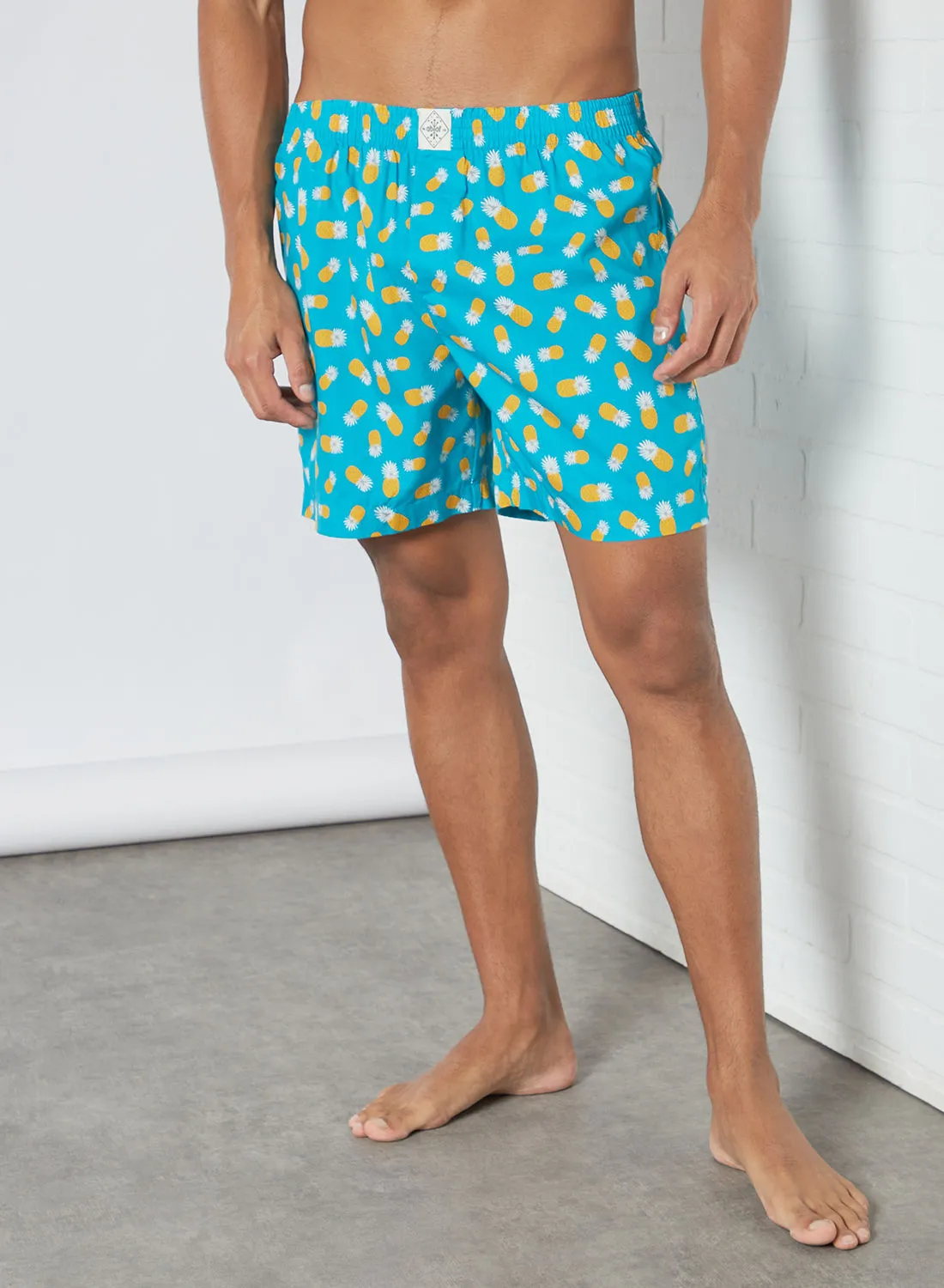 ABOF Casual Printed Boxers Blue/Yellow/Bright White