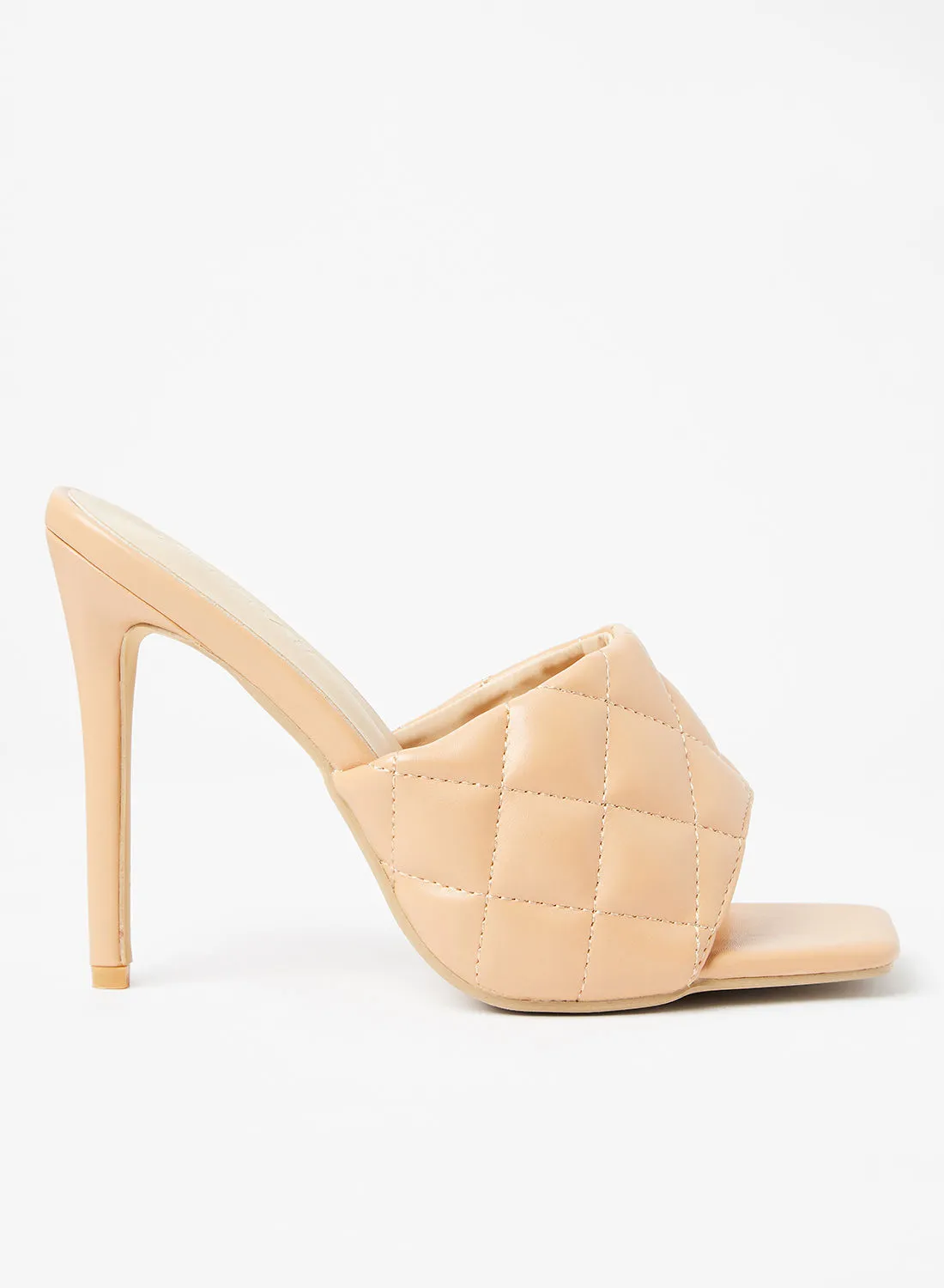 LABEL RAIL Quilted High Heel Sandals Nude