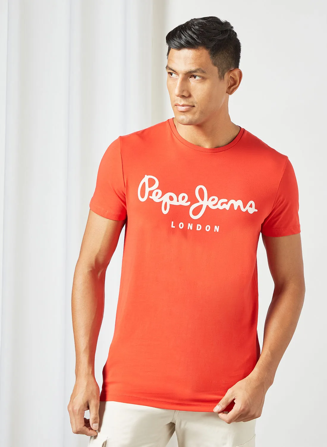 Pepe Jeans LONDON Logo Crew Neck T-Shirt أحمر