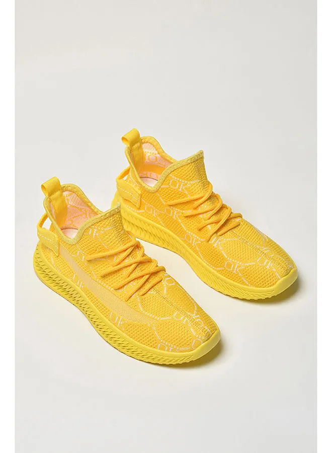 Cobblerz Women's Lace-Up Low Top Sneakers Yellow