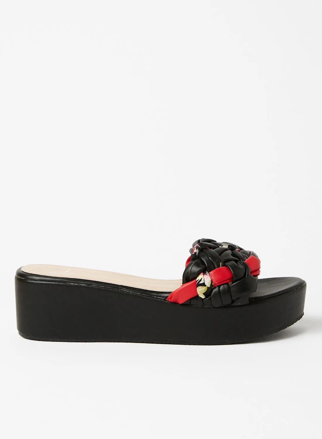Jove Casual Slip-On Platform Sandals Black/Red