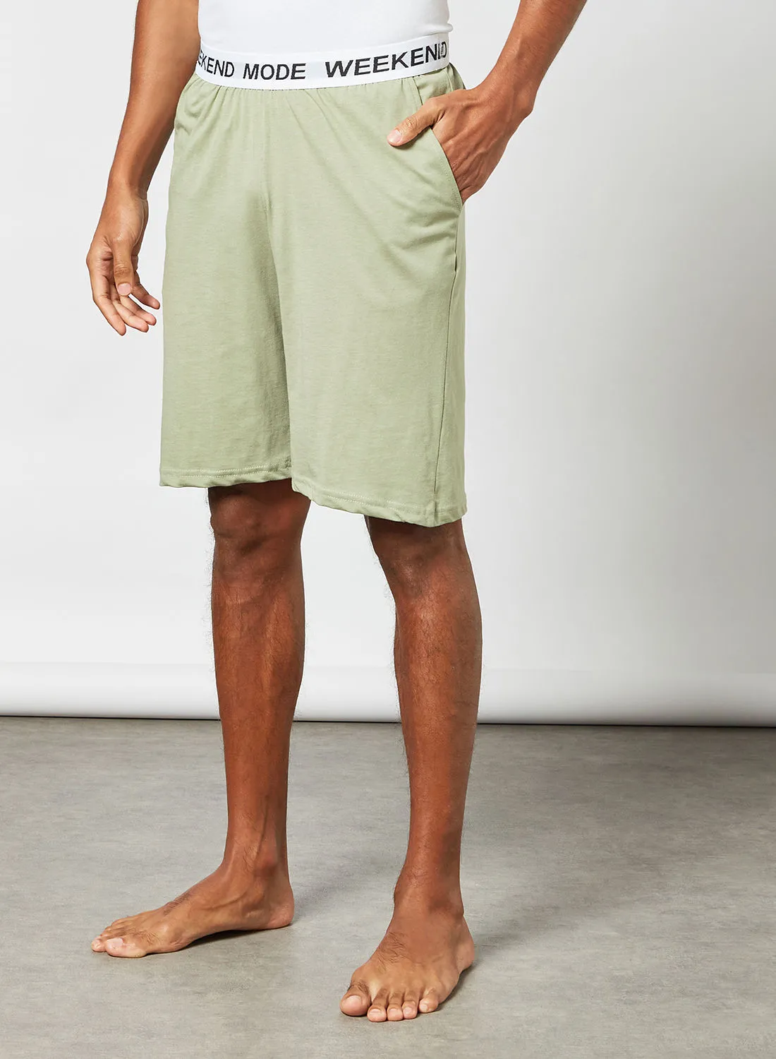 BRAVE SOUL Elasticated Loungewear Shorts Green