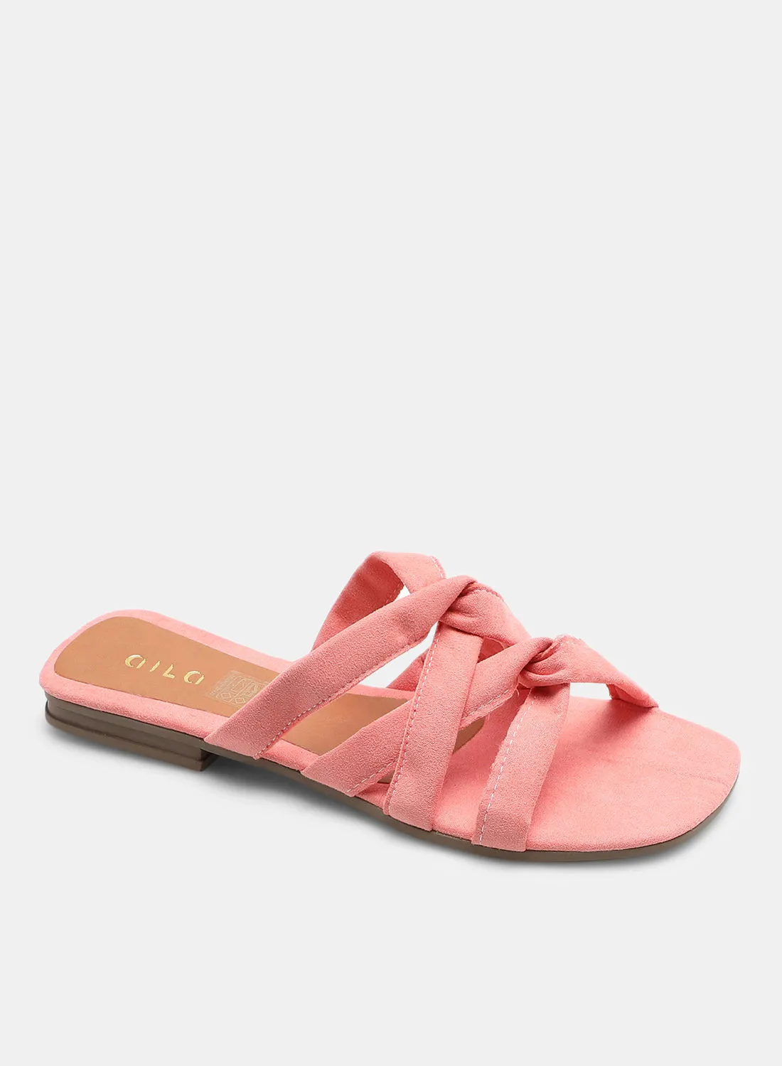 Aila Casual Plain Flat Sandals Peach