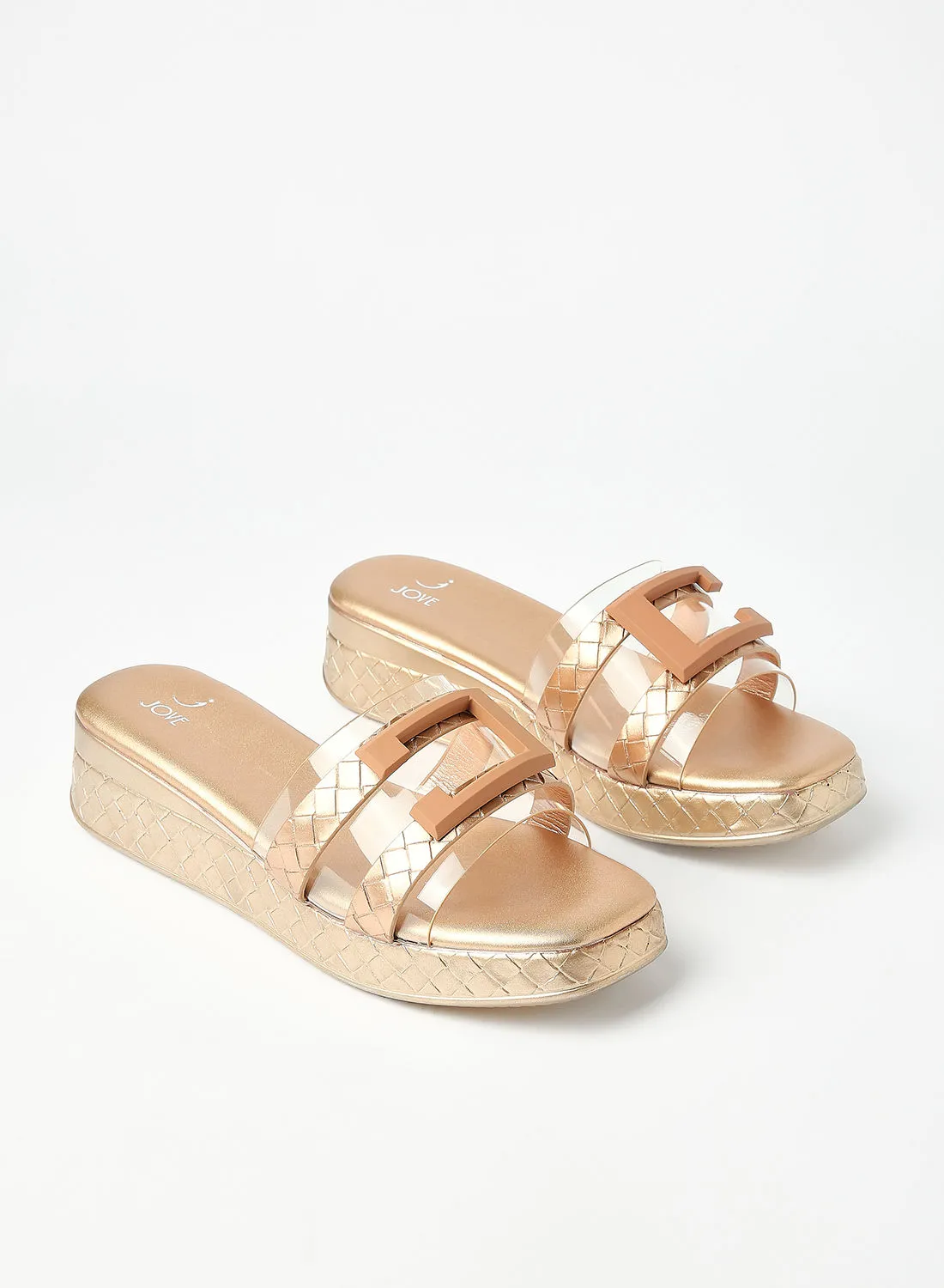 Jove Stylish Comfortable Platform Sandals Gold