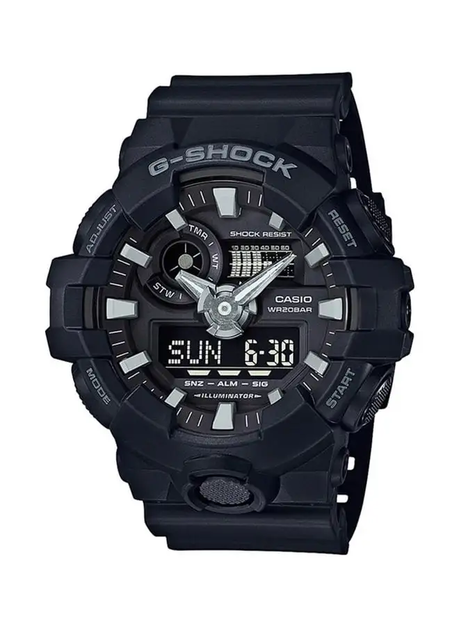 G-SHOCK Men's Round Shape Rubber Strap Analog & Digital Wrist Watch - Black - GA-700-1BDR