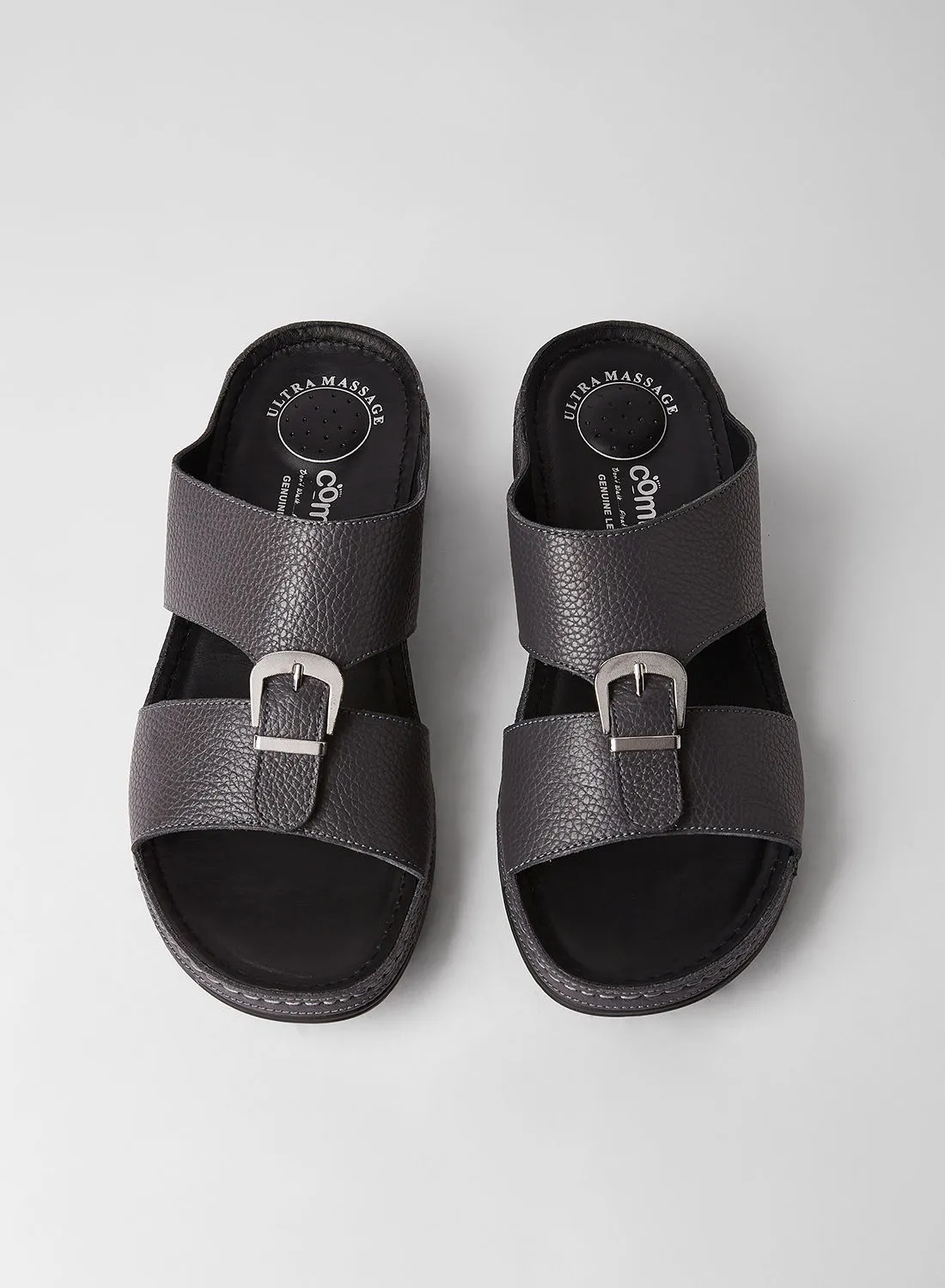Comfort Plus Pebble Texture Leather Sandals Grey