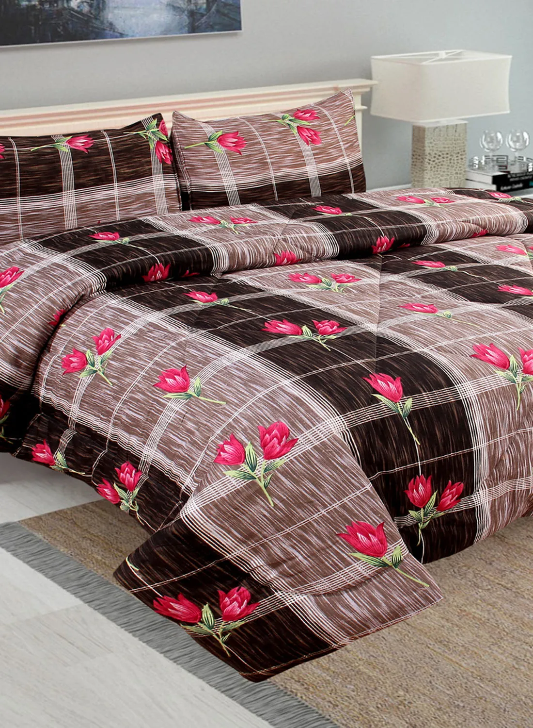 Hometown Comforter Set Bed Linen With Pillow Cover 50X70 Cm,Comforter 190X210 Cm-For Queen Size Mattress- 100% Poyester Soft,Lightweight & Warm