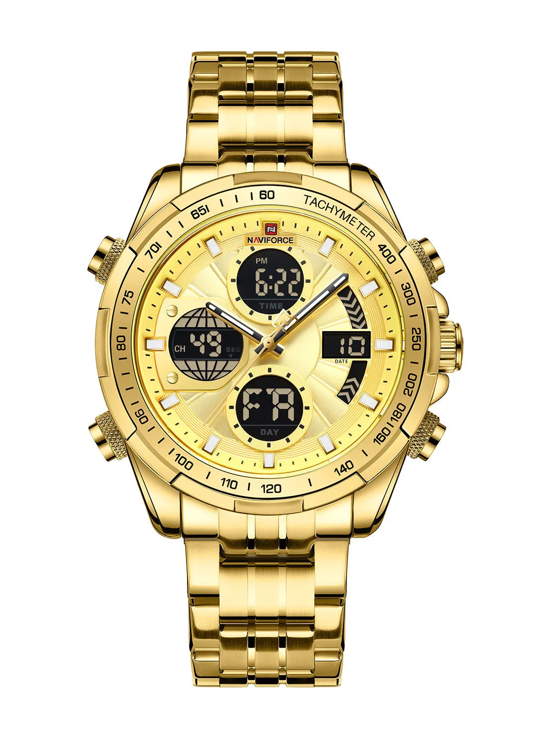 NAVIFORCE Men's Waterproof Stainless Steel Gold Wrist Watch NF9197S