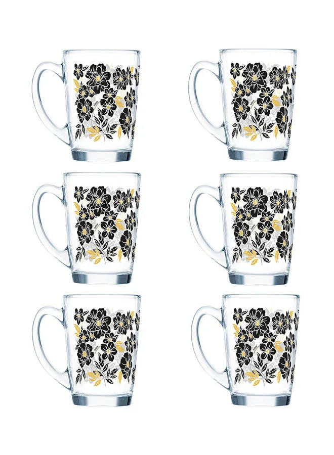 Endura 6 Piece Glass Mug Set - Made Of Tempered Glass - Coffee Mug Set For Cappuccino, Latte, Expresso, Tea - Heat Resistant Handles - Mug - A Cup Of Coffee - Coffee Mug - Each 320 ml - Mirnagold