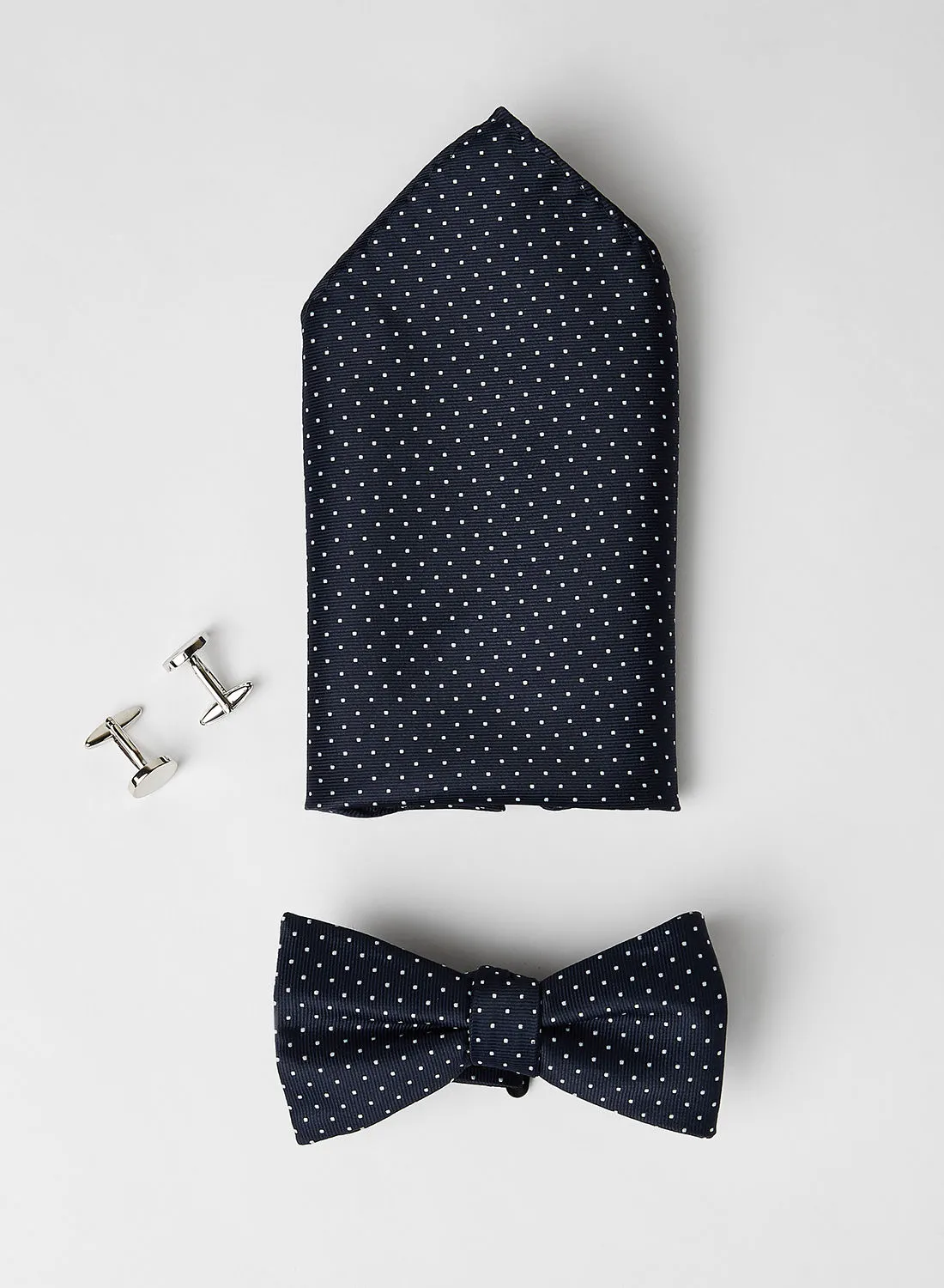 Selected Homme Bow Tie Pocket Square and Cufflinks Gift Box Set Sky Captain