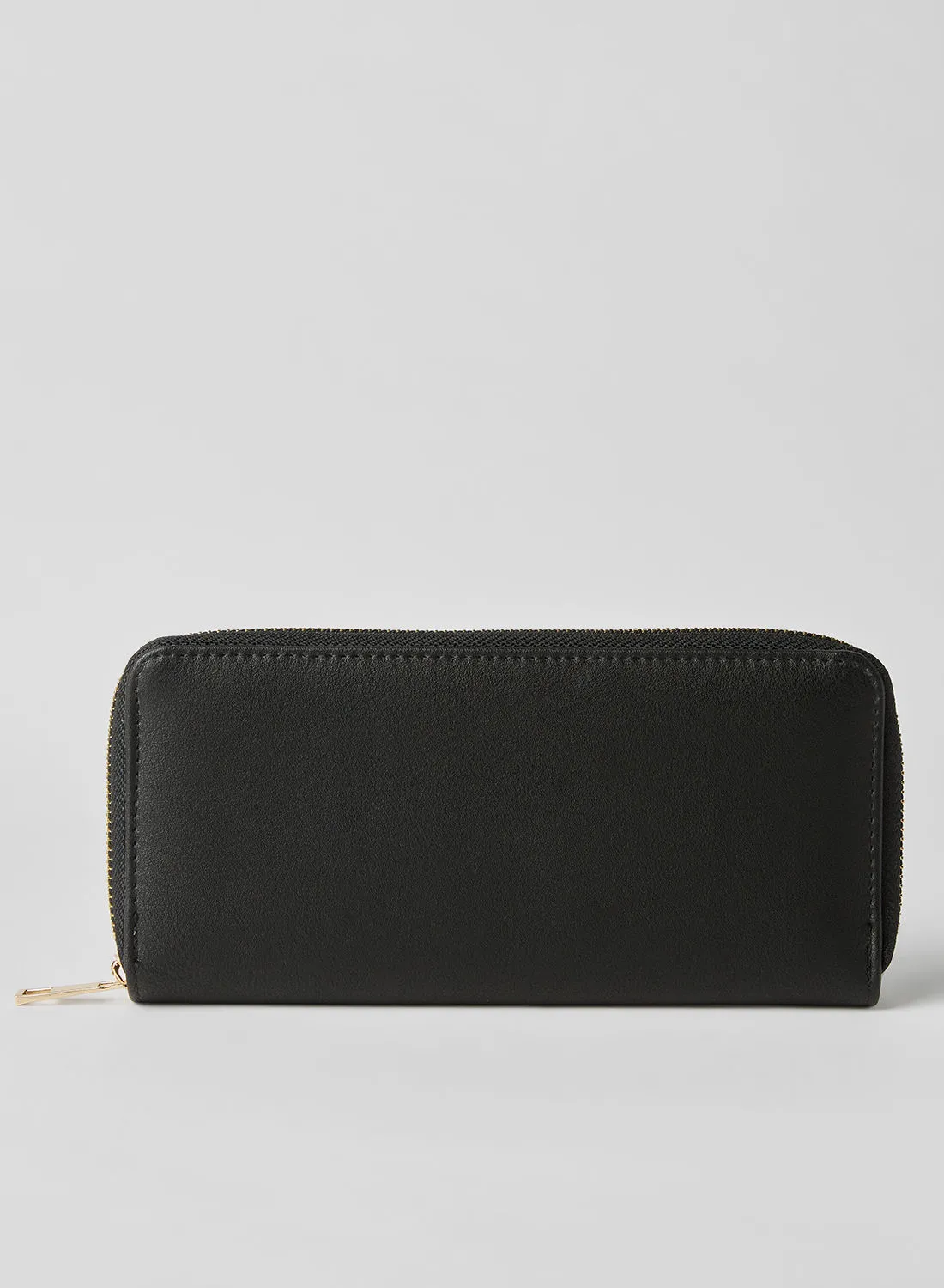 PIECES Basic Zip-Around Wallet Black