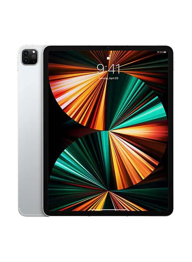 Apple iPad Pro 2021 (الجيل الخامس) 12.9 بوصة ، شريحة M1 ، 128 جيجابايت واي فاي فضي مع فيس تايم - إصدار الشرق الأوسط