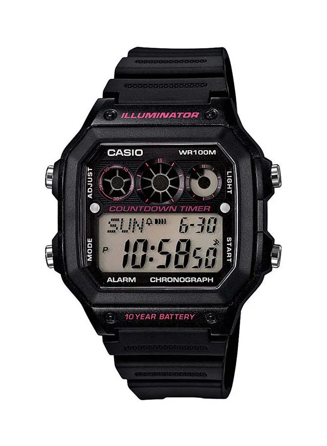 كاسيو ساعة يد رقمية سيليكون للأولاد AE-1300WH-1A2VDF - 42 ملم - أسود
