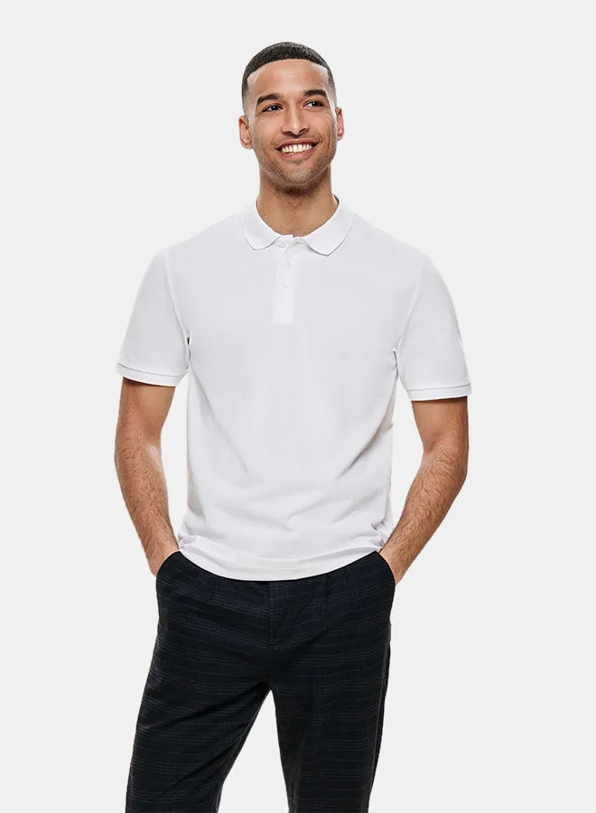 ONLY & SONS Pique Polo White