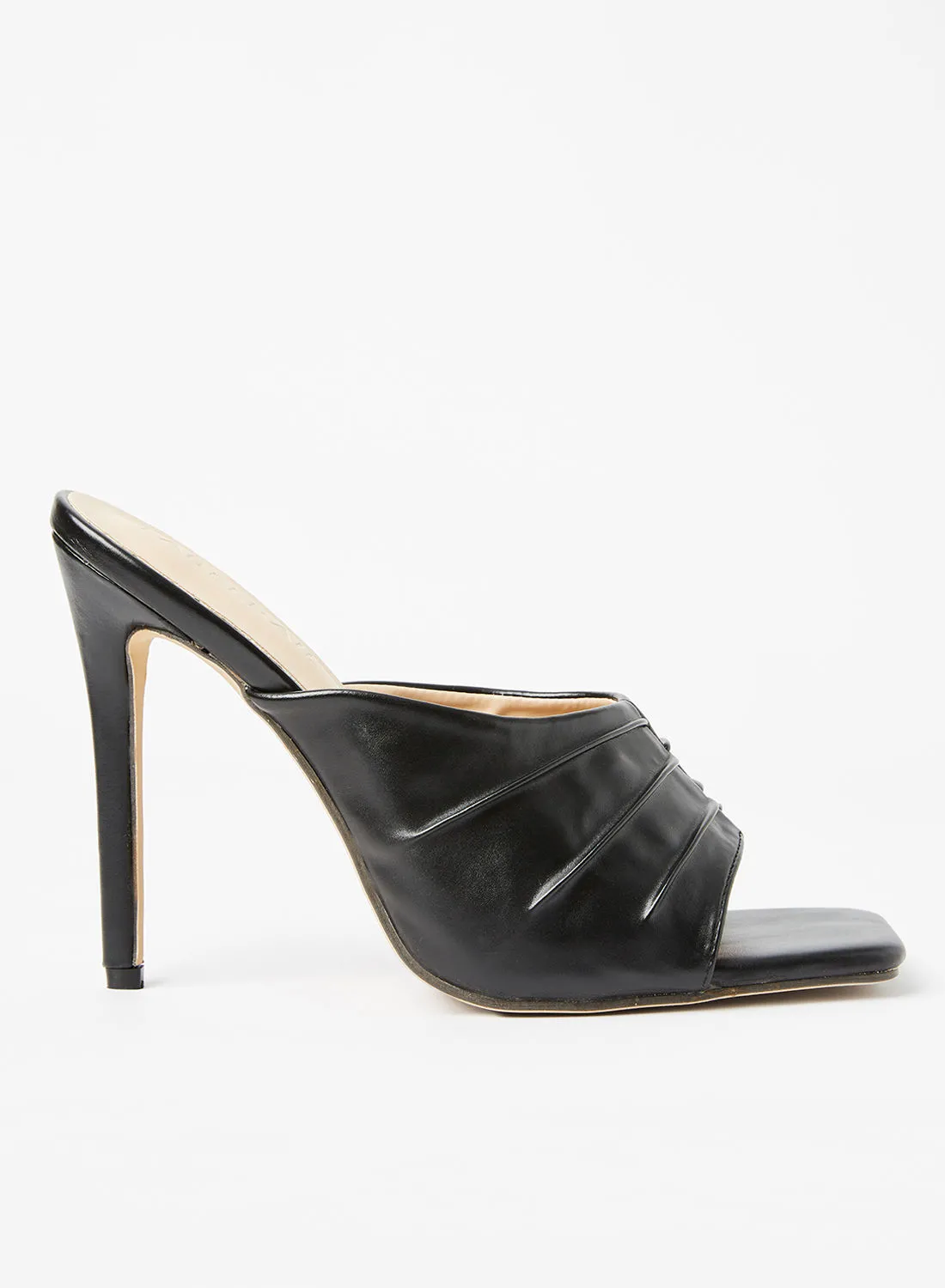 LABEL RAIL Faux Leather High Heel Mules Black