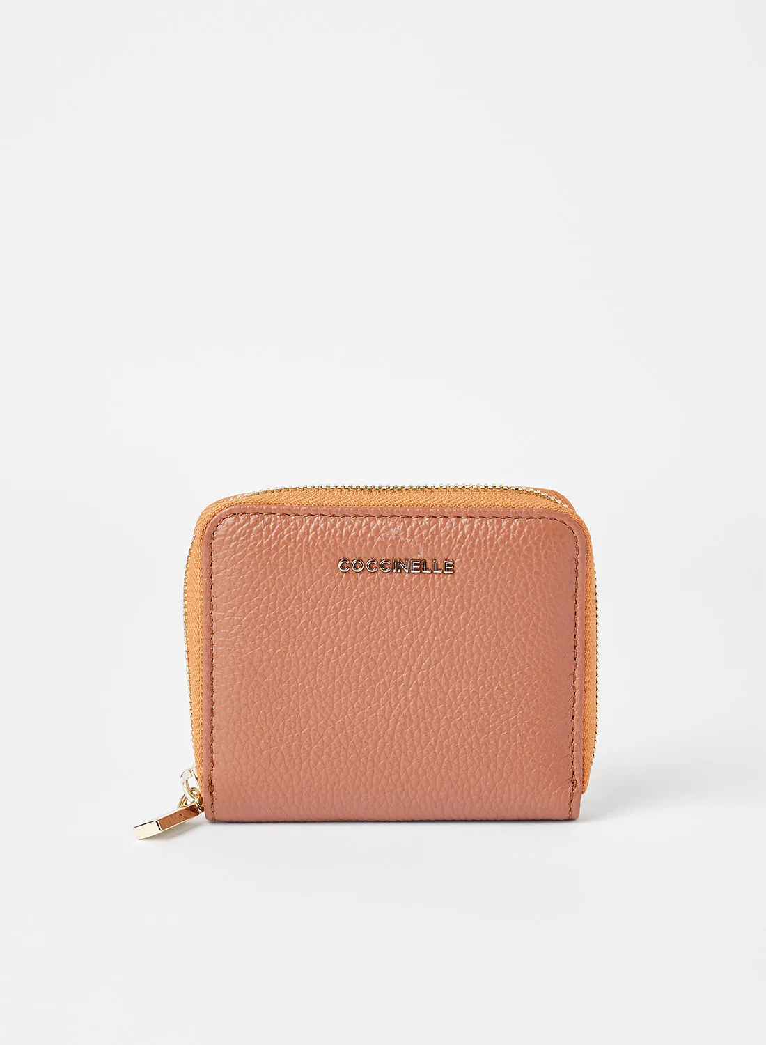 COCCINELLE Leather Zip Around Wallet Brown/Orange