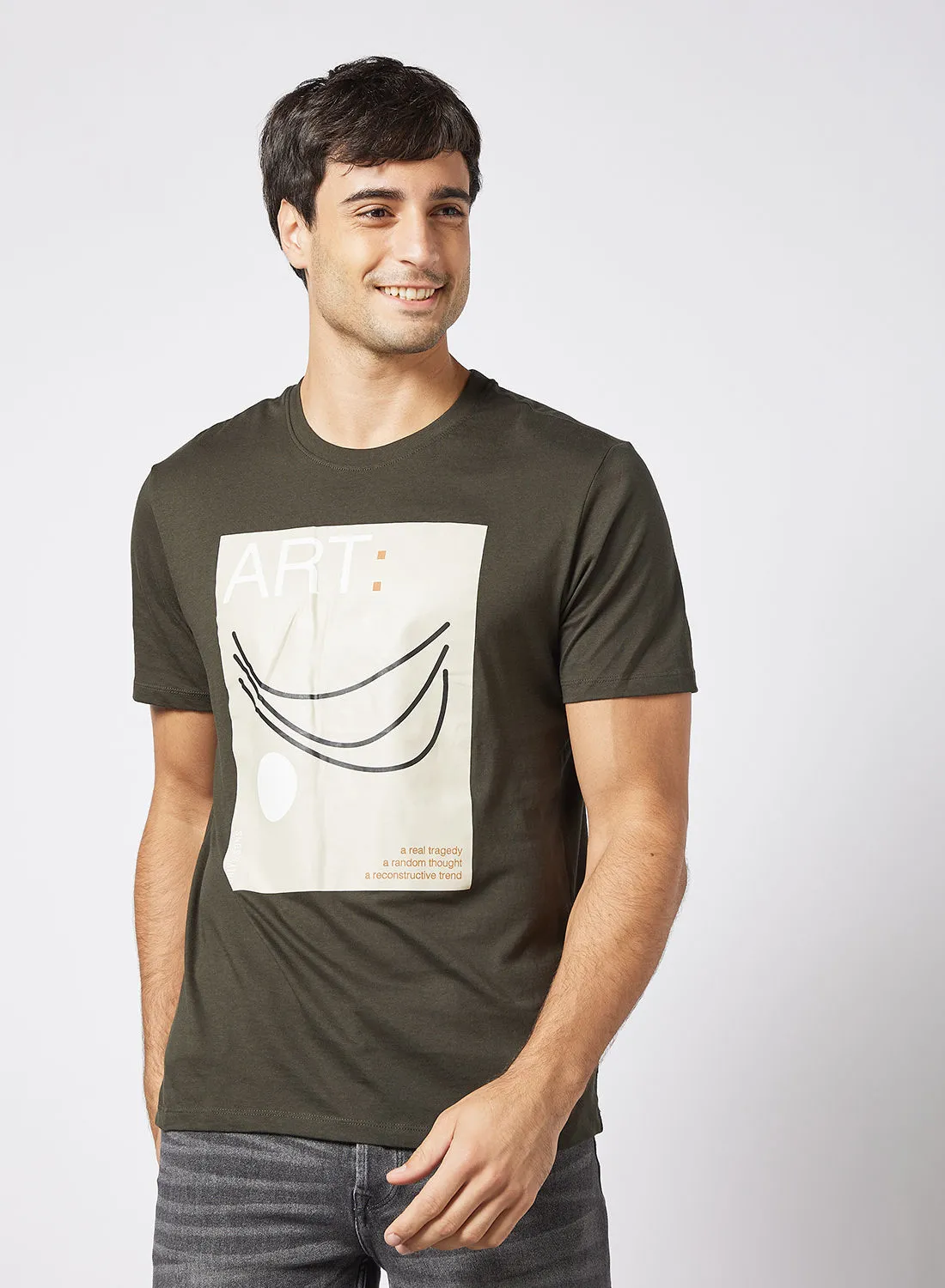 ONLY & SONS Graphic Print T-Shirt أخضر / رمادي
