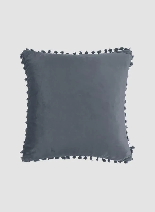 ebb & flow Velvet Tassel Cushion, Unique Luxury Quality Decor Items for the Perfect Stylish Home Grey 45 x 45cm