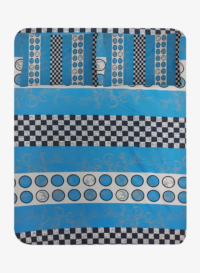 Hometown Comforter Set Bed Linen With Pillow Cover 50X75 Cm, Comforter 160X220 Cm- For Queen Size Mattress - Blue Graph -