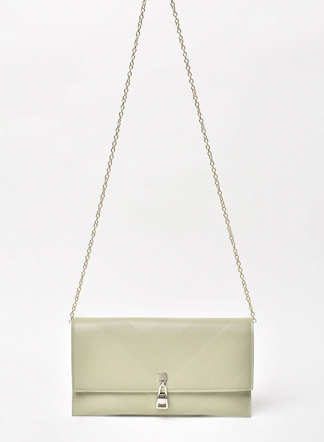 حقيبة كروس جوف بحمالة سلسلة مزخرفة باللون الأخضر