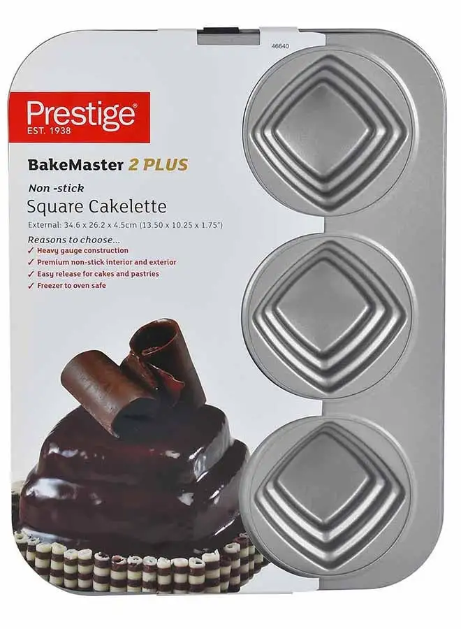 Prestige Bakemaster 2 Square Cakelette Pan Silver 34.6 x 26.2 x4.5cm
