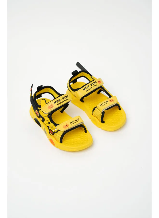 QUWA Printed Velcro Strap Casual Sandals Yellow/Black