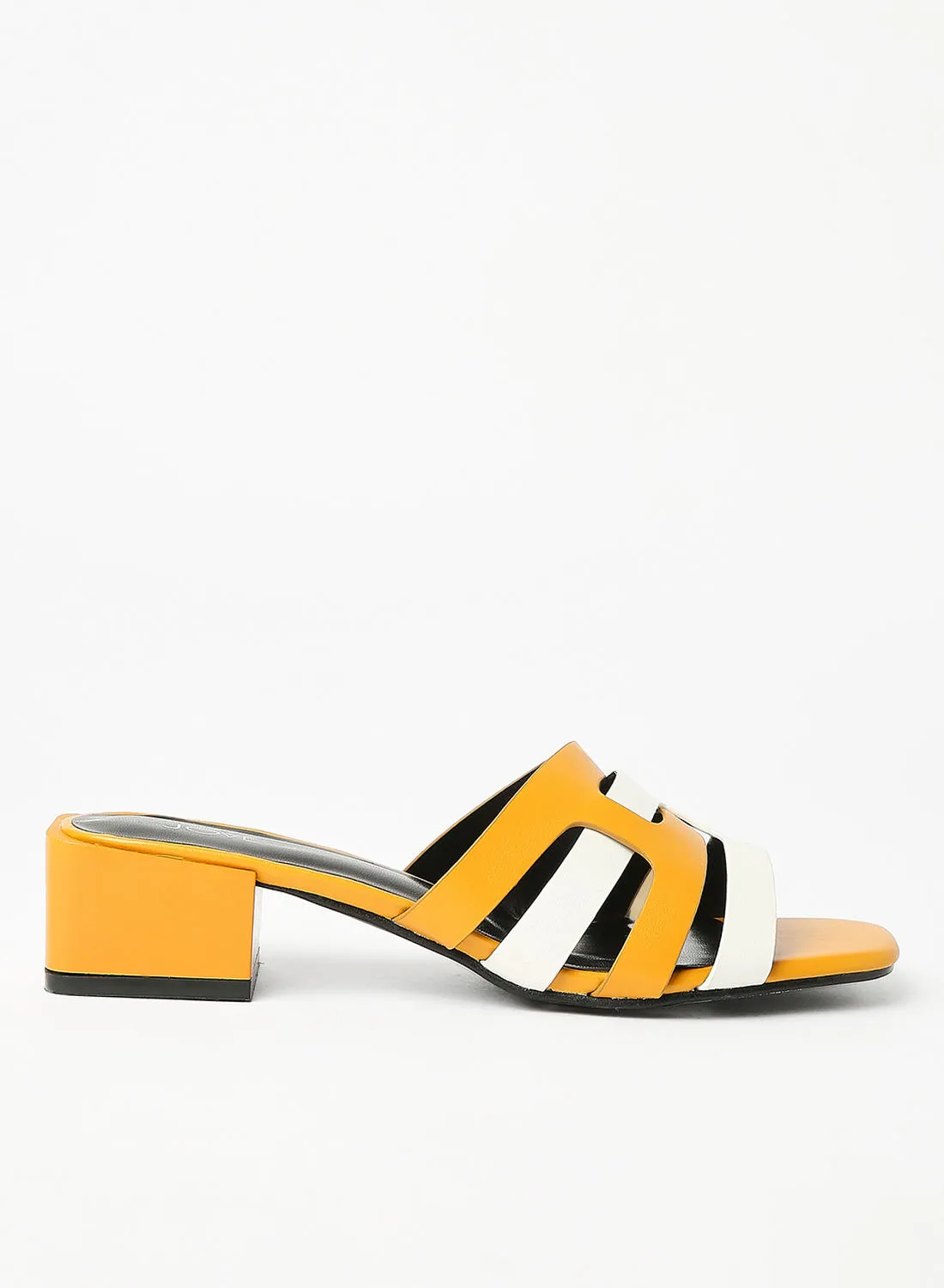Jove Fashionable Heeled Sandals Mustard/White