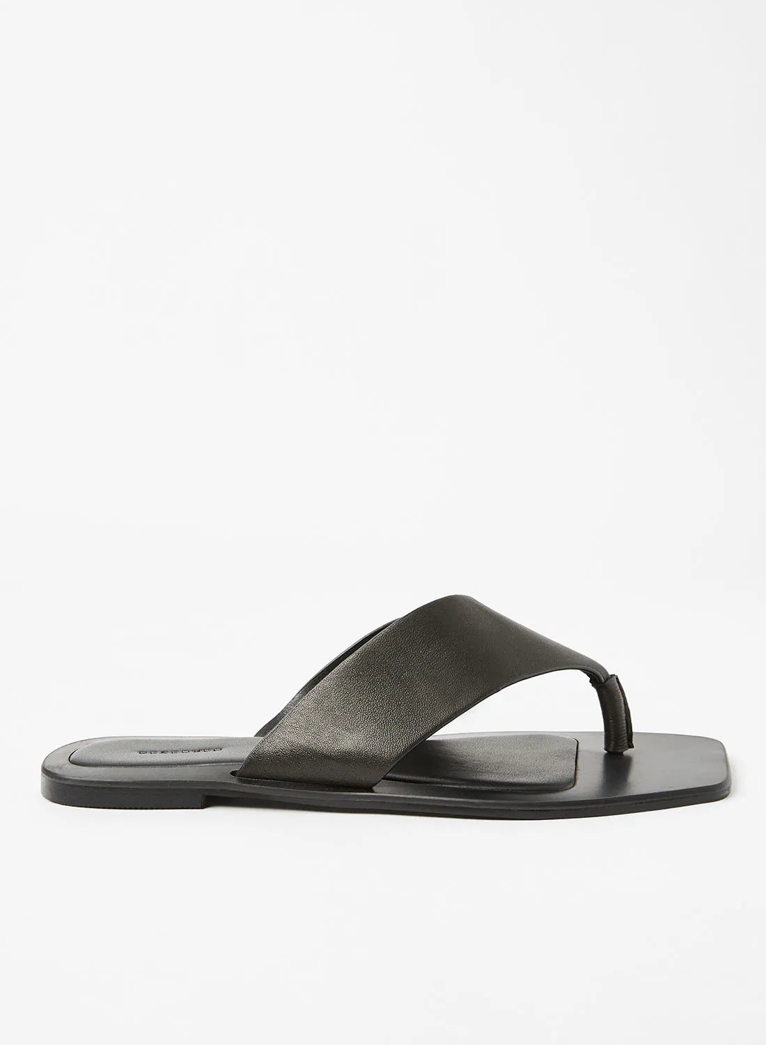 Reserved Leather Flat Sandals Black