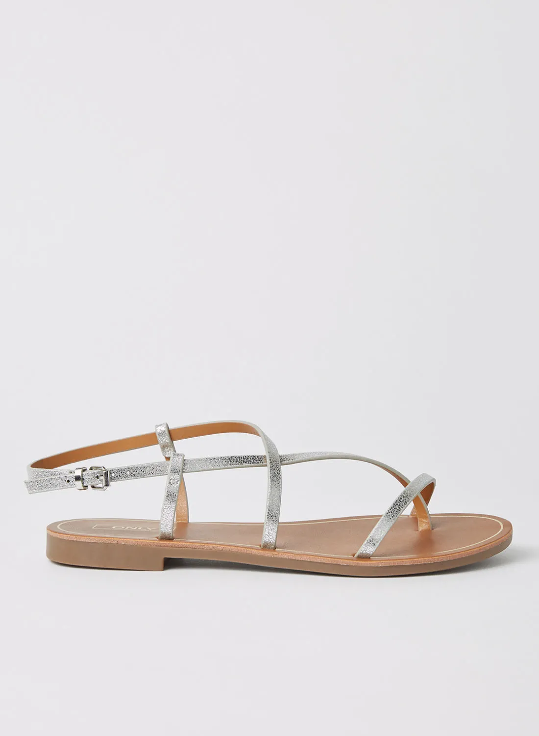 ONLY Strappy Flat Sandals Silver