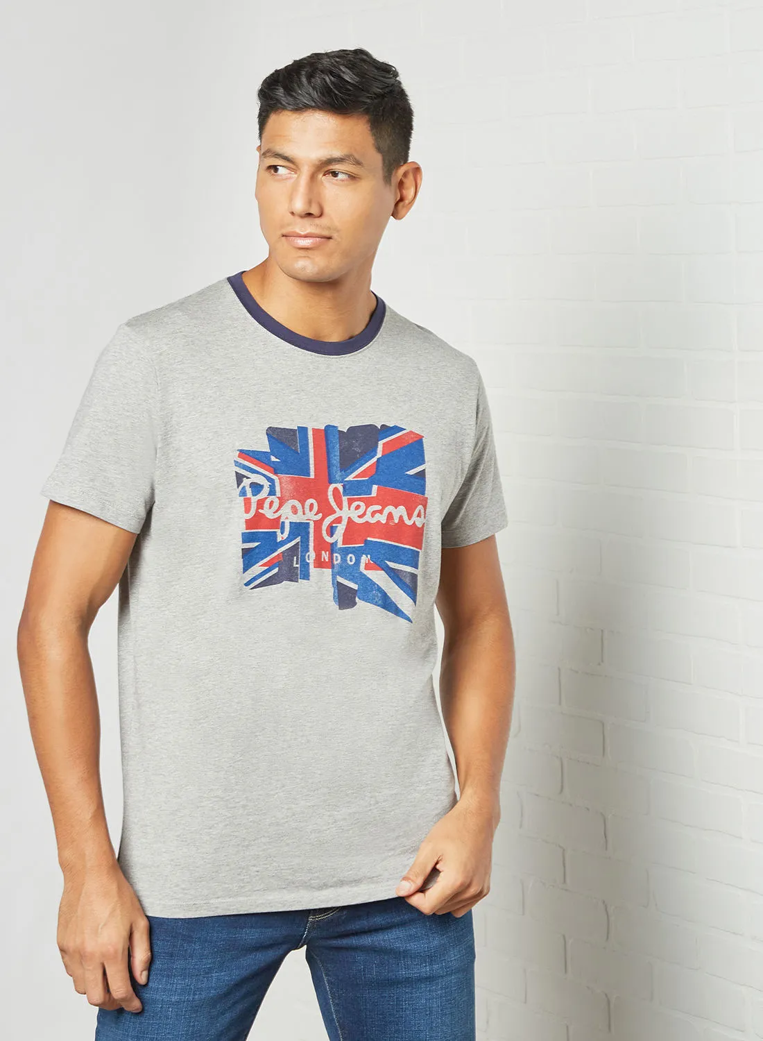 Pepe Jeans LONDON Logo Print T-Shirt Grey