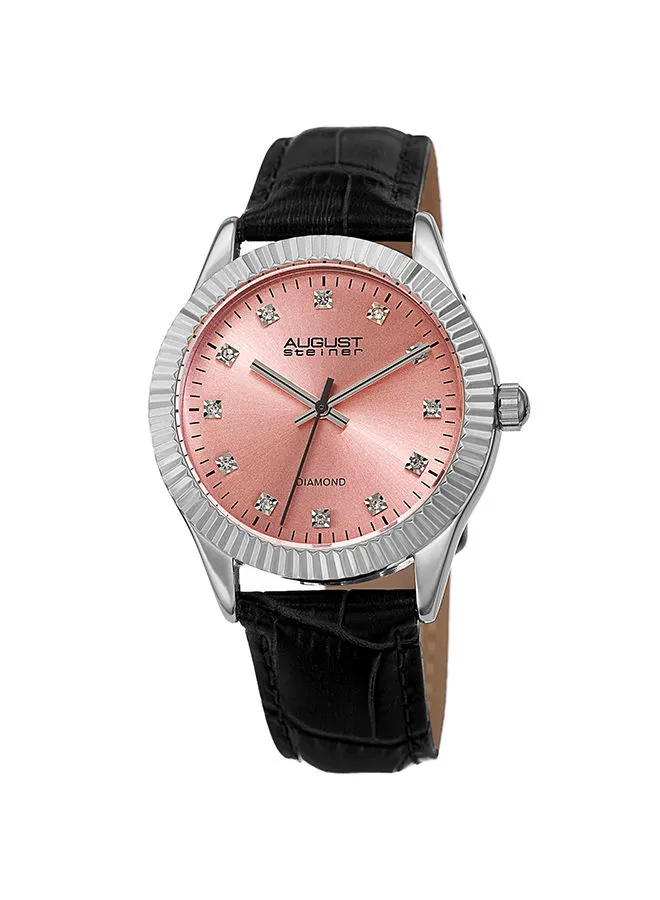 August Steiner Women's Leather Analog Wrist Watch As8277bk