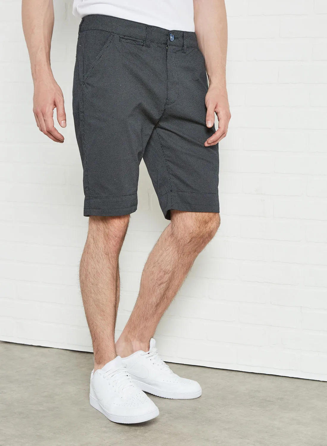 BRAVE SOUL Solid Twill Shorts Navy