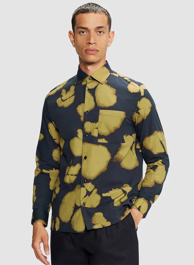 Ted Baker Blurred Floral Print Shirt Navy