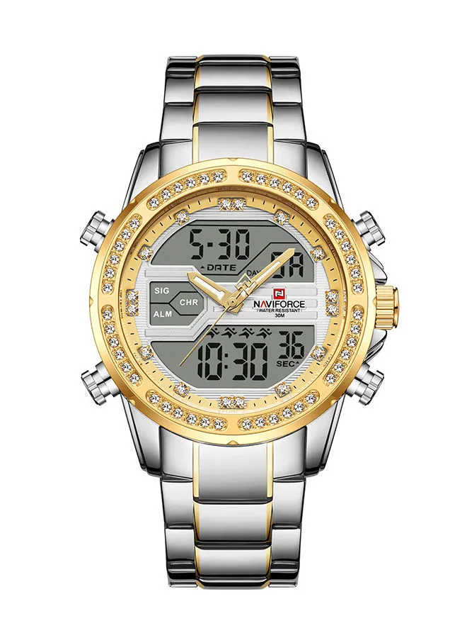 NAVIFORCE Men's Stainless Steel Analog & Digital Wrist Watch NF9190 S/G - 45 mm - Sliver