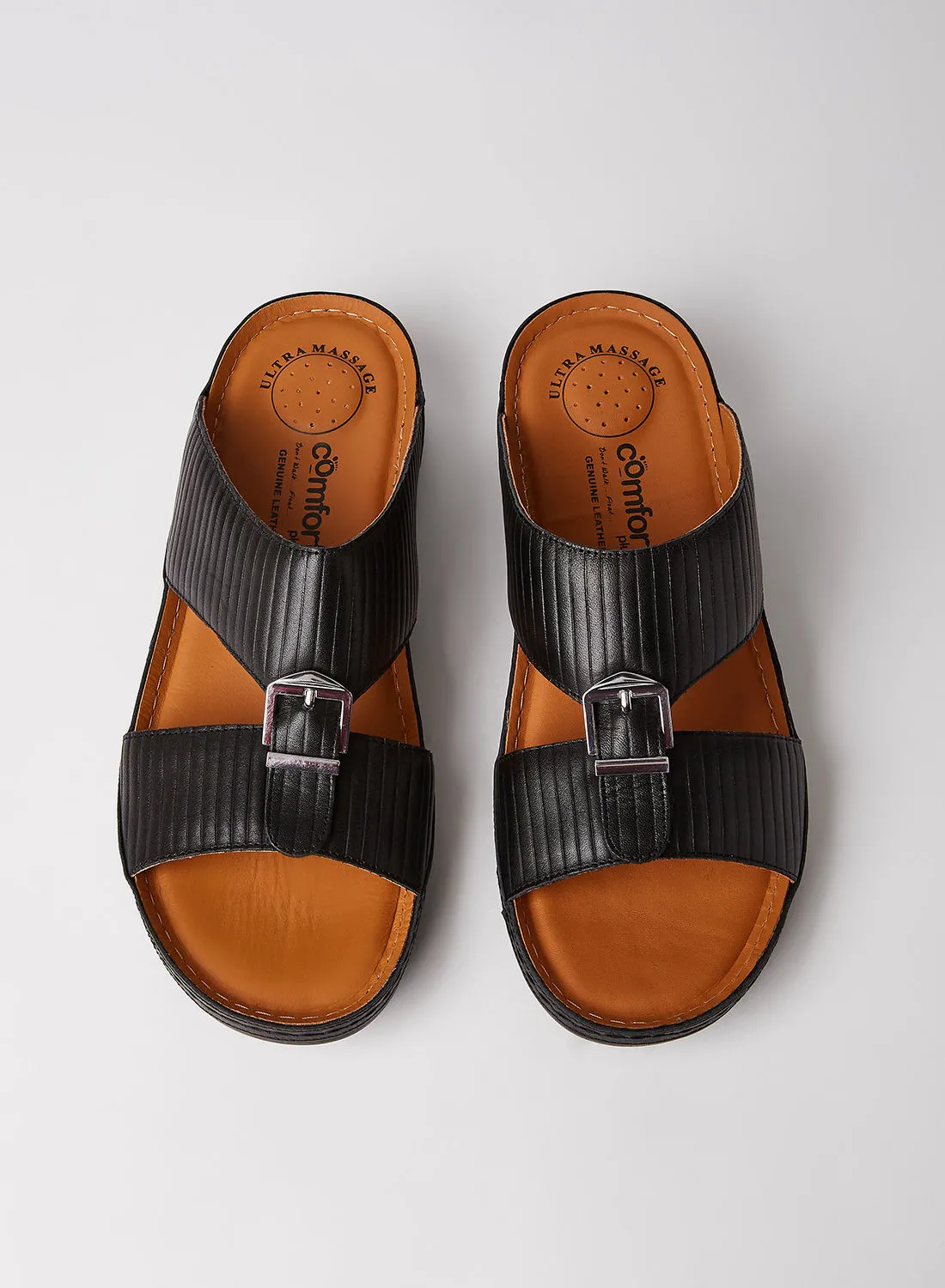 Comfort Plus Quilted Leather Sandals Black
