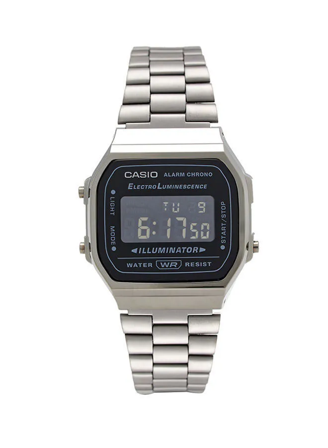 CASIO ساعة يد رقمية من الستانلس ستيل A168WGG-1BDF - 33 ملم - أسود