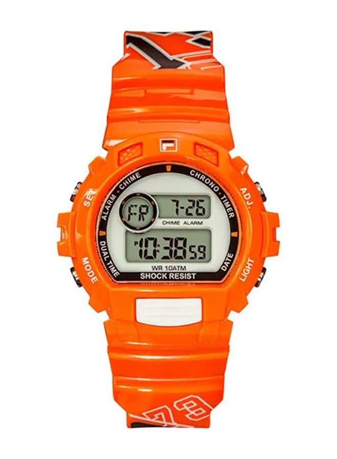 ساعة رقمية من FILA جراب ABS برتقالي مع حزام PU للأطفال