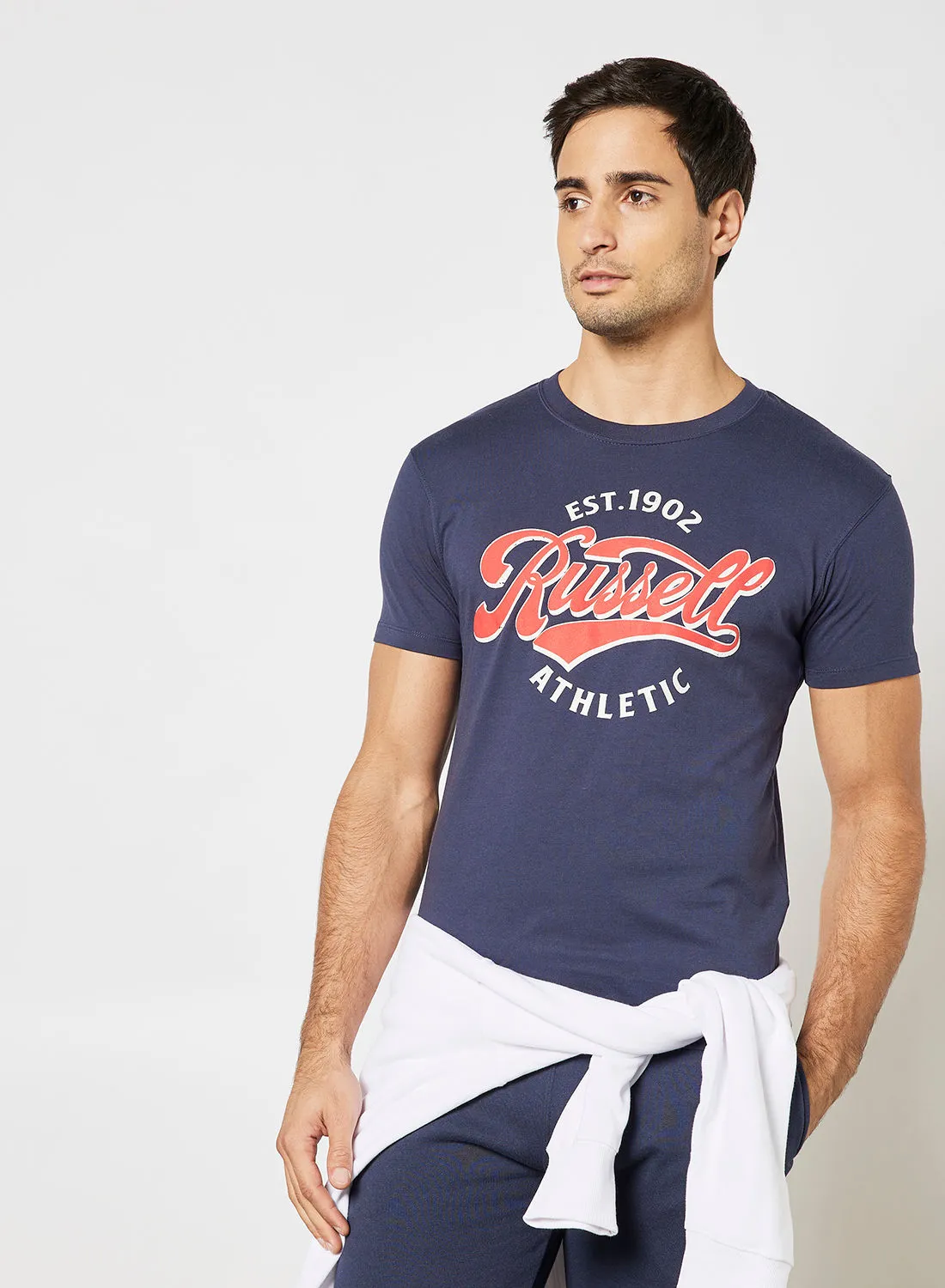 Russell Athletic Logo Print Crew Neck T-Shirt Blue
