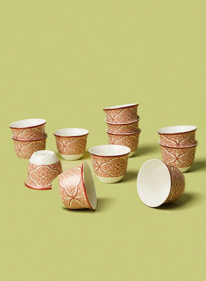 noon east 12 Piece Arabic Cawa Cups - New Bone China - Premium Quality Tea And Coffee Cups Set - Coffee Cups - Tea Cups - Arabic Coffee Cups - Vivid Mosaic